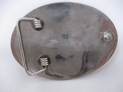 Alpaca Mexico Belt Buckle Mens Silver Gold Deer Head Oval Rope Edge Western