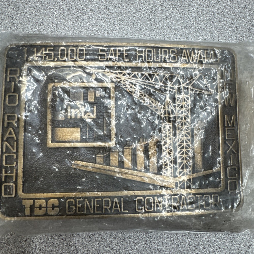 Vtg Intel TDC Contractor Belt Buckle Safe Hours Award Ro Rancho NM Metal