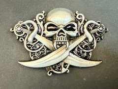 Creepy Skull Head Vampire Teeth Swords Snake Halloween Gothic Biker Belt Buckle