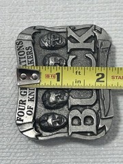 Buck Knives Belt Buckle Four Generations Of Knife Makers Pewter Smoky MT. Knife