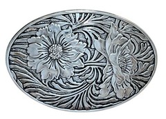Western Carved Flower Belt Buckle Metal Cowboy US Men & Women Outdoor Rodeo Wear