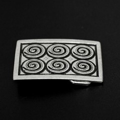 Rectangular Metal Effect Spiral Ornament Belt Buckle, Modern & Timeless