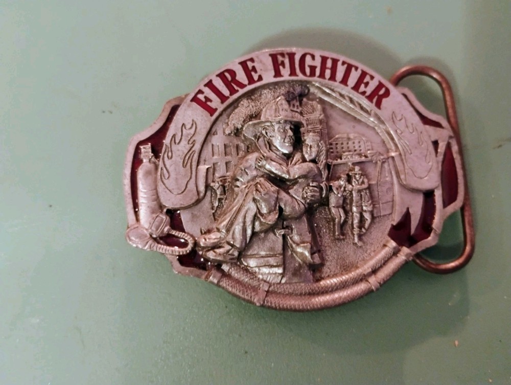 Firefighter Belt Buckle Pewter Siskiyou 1998 Pre-Loved