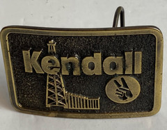 1980 Kendall Motor Oil Limited Edition Brass Tone Belt Buckle Oil Rig Vintage