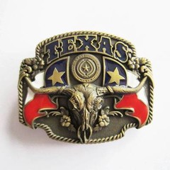 BRAND NEW VINTAGE BRONZE USA TEXAS STATE COWBOY FLAG BLACK BELT BUCKLE