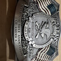 Belt Buckle-National Riffle Assoc. Of America 1871-1996 Flags,Eagle 125 Years
