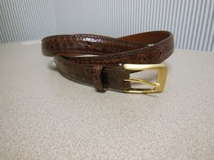 J. HILBURN Men&rsquo;s Brown Caiman Crocodile Belt Brass Buckle USA Size 47