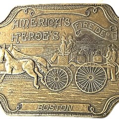 CLASSIC BELT BUCKLE FIRE FIGHTER AMERICA&rsquo;S HEROS Boston HOOK LADDER HOSE