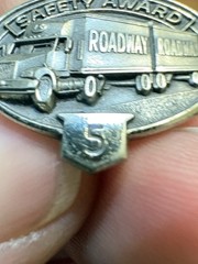 Roadway Transport 5 Years Safe Driver Safety Award Label Tie Pin Silver Color
