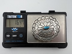 Vintage Southwestern Style Sterling Silver Buckle Turquoise Signed LS