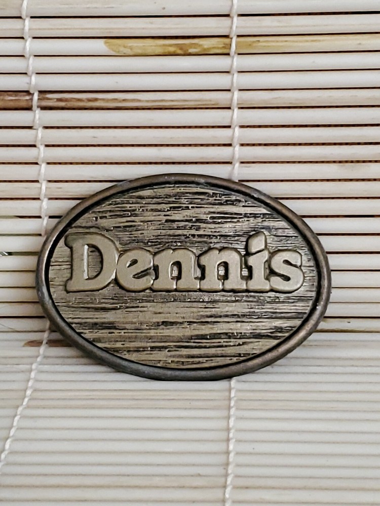 Vintage DENNIS Belt Buckle By Oden – Made In USA – 2-3/4”x 2”