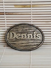Vintage DENNIS Belt Buckle By Oden – Made In USA – 2-3/4”x 2”