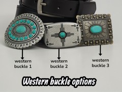 Western Turquoise Belt Buckle | Vintage Silver Cowboy | Rodeo Buckle For Men