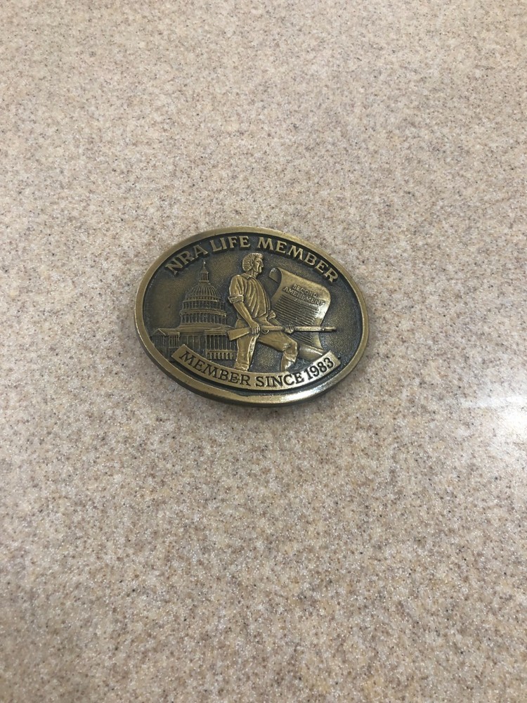 Brass Belt Buckle NRA Life Member Since 1983 National Rifle Association