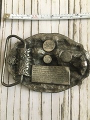 Vintage 1986 Brass USA Patriotic Proud To Be An American Veteran Belt Buckle War