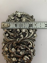 Metal Belt Buckle By Justin Boots Silver Color With Rhinestones 2.25×4