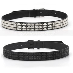 Studded 3 Row Silver Pyramid Made Belt Leather Punk Rock Gothic