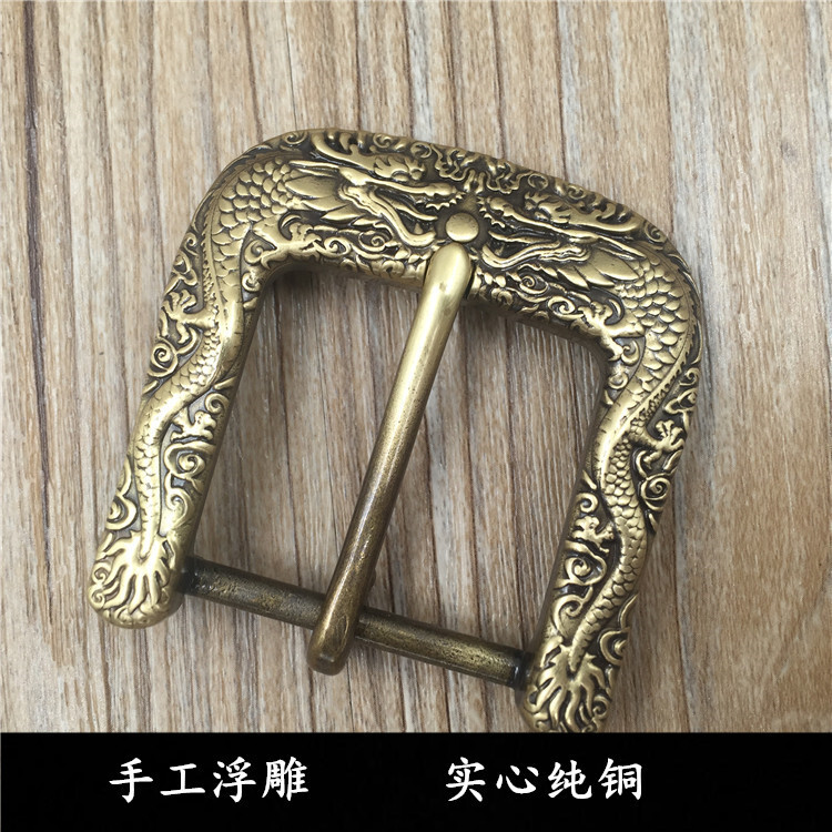 Solid Brass Men&rsquo;s Engraved Vintage Pin Buckle Belt Buckle Fits 1.5 Inch Belts；