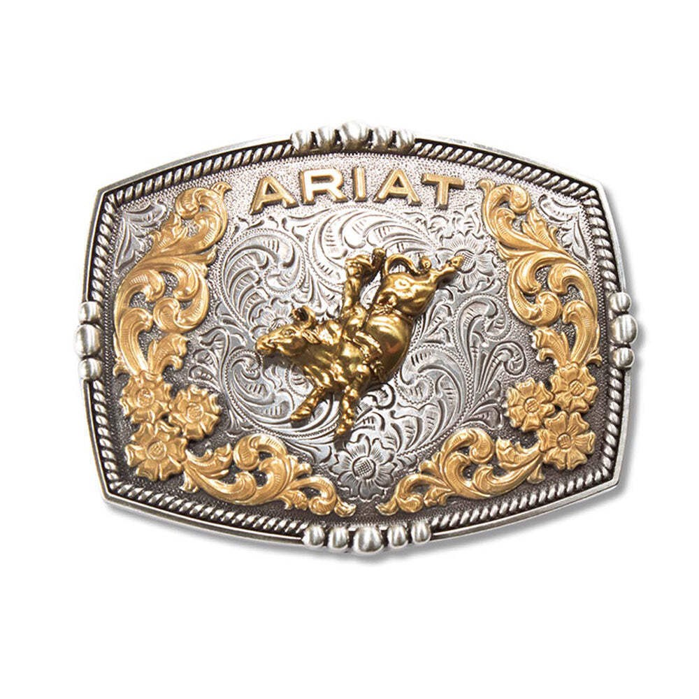 A37065 Ariat Men&rsquo;s Bull Rider Rectangle Belt Buckle Multi Finish NEW