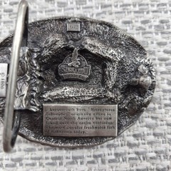 Vintage Siskiyou Belt Buckle Mens Pewter Bass Fishing 1986 Western Oval