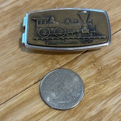Anson Train Money Clip Holder « Young America 1834 » Steam Engine Silver Tone