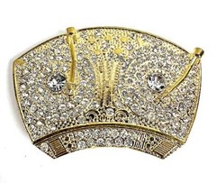 Turntables Mixer DJ Music Rhinestone HIP HOP Rock Gold Fashion Metal Belt Buckle