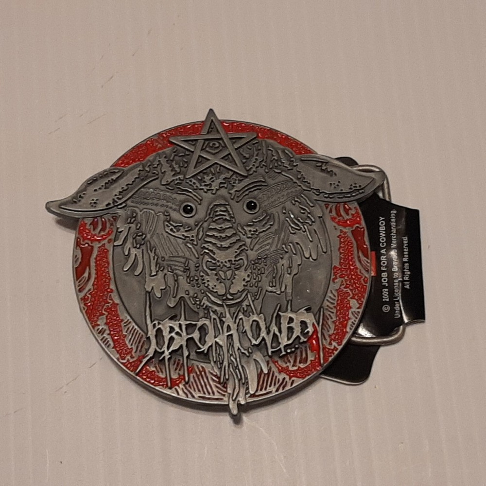 HARD ROCK HEAVY METAL BAND JOB FOR A COWBOY Metal Belt Buckle