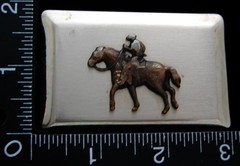 LI06144 VINTAGE ***COWBOY ON HORSE BACK*** SILVERTONE WESTERN BELT BUCKLE