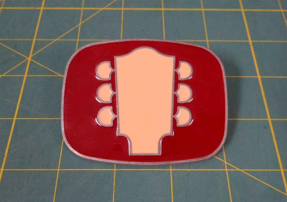 Vintage Style Cream and Maroon Guitar Headstock Belt Buckle