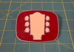 Vintage Style Cream and Maroon Guitar Headstock Belt Buckle