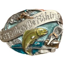 Siskiyou “I’d Rather Be Fishing” Vintage 1985 Western belt buckle 1.5