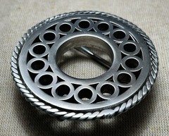 Vintage Style Round Belt Buckle Silver Tone Western Concho 2.5”
