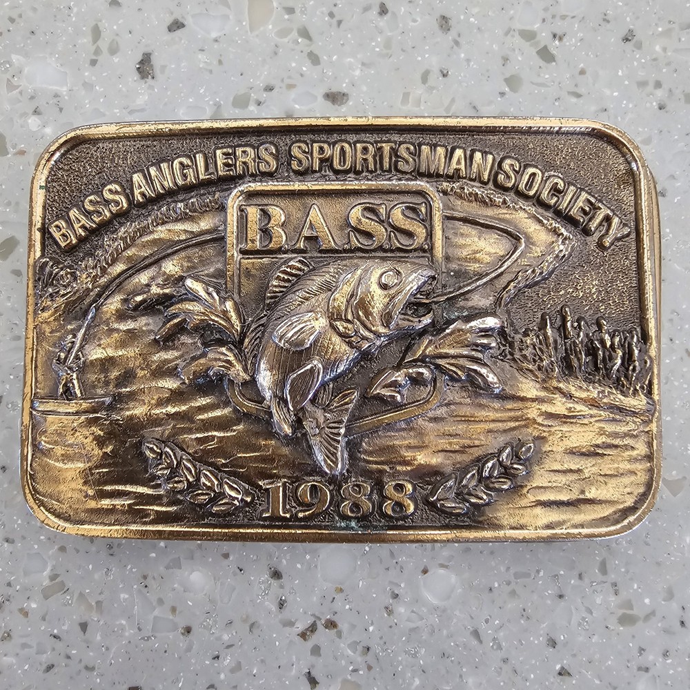 VTG Bass Anglers Sportsman Society Belt Buckle Competitive Fishing 1988