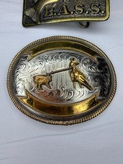 X2 Belt Buckle Western Cowboy Rodeo & BASS Anglers Sportsman Society