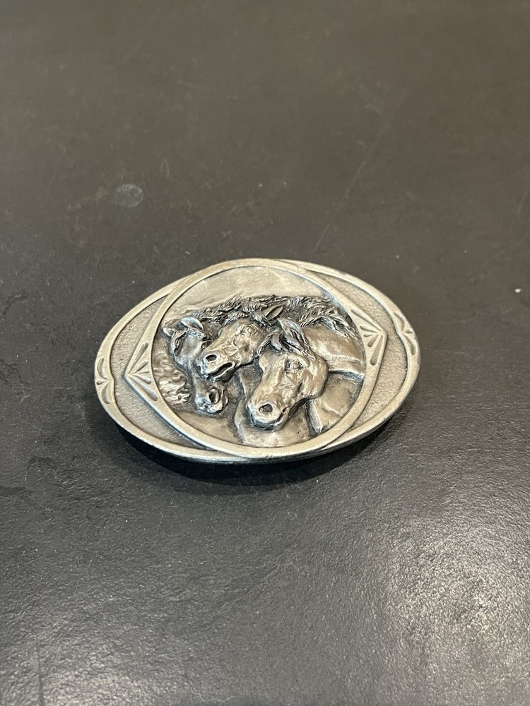 Bergamot Brass Works Pharaoh’s Horses Belt Buckle Western Cowboy