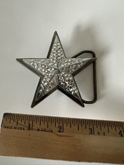 Pewter Belt Buckle Rhinestone Star clear