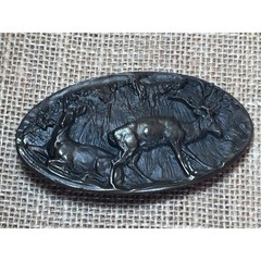 Vintage 1975 Al Dez Denver Deer Belt Buckle Bronze Tone Oval Wildlife Western
