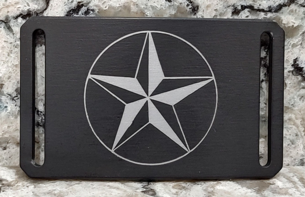 GRIP6 BELT BUCKLE – NAUTICAL STAR – FLAT BLACK – 1.5 INCH WIDE