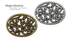 HA0131-LASRP Antique Flower Engraved Buckle fits 1-1/2&Prime; Wide Belt