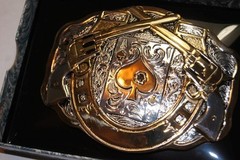 Crumrine M & F Western Belt Buckle Peacemaker Ace of Spade Silver Gold C11259