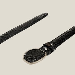 Genuine Exotic Alligator Caiman Belly Western Belt with Removable Buckle – Black
