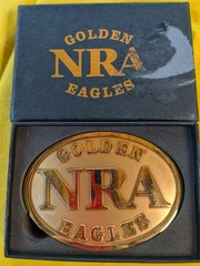 Vintage NRA Golden Eagles Patriotic Belt Buckle Original Box