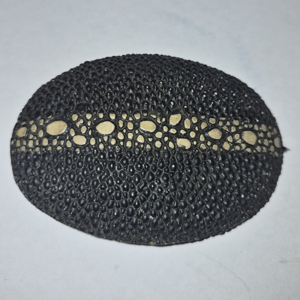 Oval Stingray Leather Western Belt Buckle Black/Beige Fits 1.5in Made Mexico