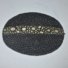 Oval Stingray Leather Western Belt Buckle Black/Beige Fits 1.5in Made Mexico