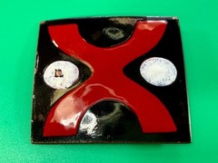 X Logo? Pattern Red Black Enamel Artisan? Vintage Belt Buckle