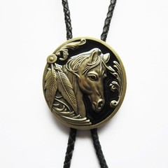BRAND NEW HORSE ANTIQUE BRONZE HEAD 3-D COWBOY WESTERN RODEO BOLO TIE