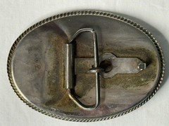 Vintage Incolay Stone SAILING SHIP Belt Buckle