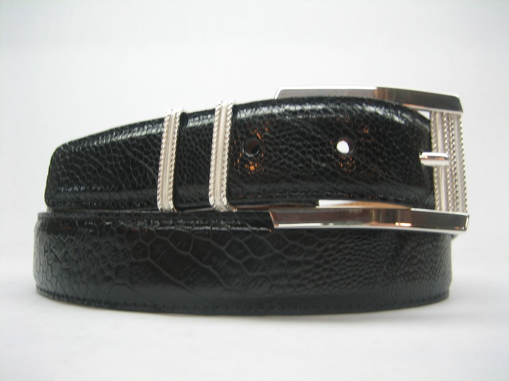 Sterling silver 925 buckle 2 loops w/Genuine Ostrich 30 mm belt shantpeter U.S.A