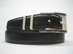 Sterling silver 925 buckle 2 loops w/Genuine Ostrich 30 mm belt shantpeter U.S.A