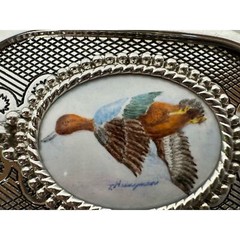 Flying Goose Inset w/ Silver trim on chrome Belt buckle